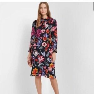 J. Crew Floral Long Sleeve Dress - Black and Multicolor